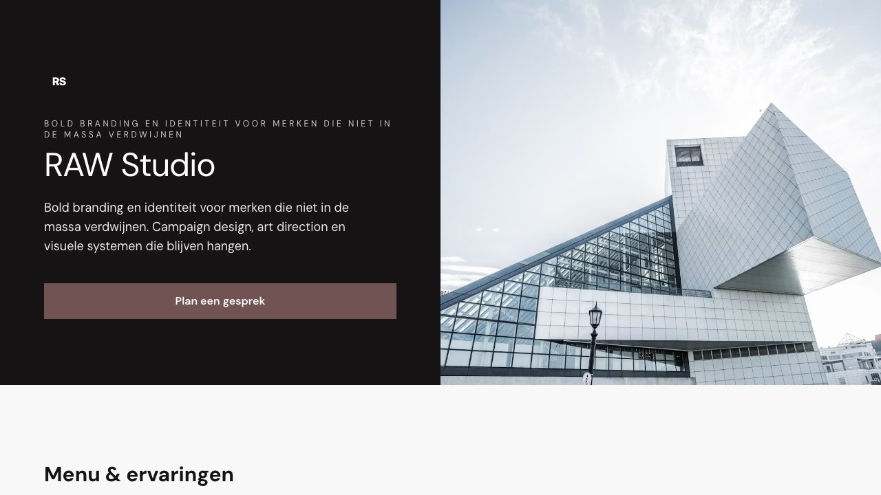 Homepage screenshot van RAW Studio