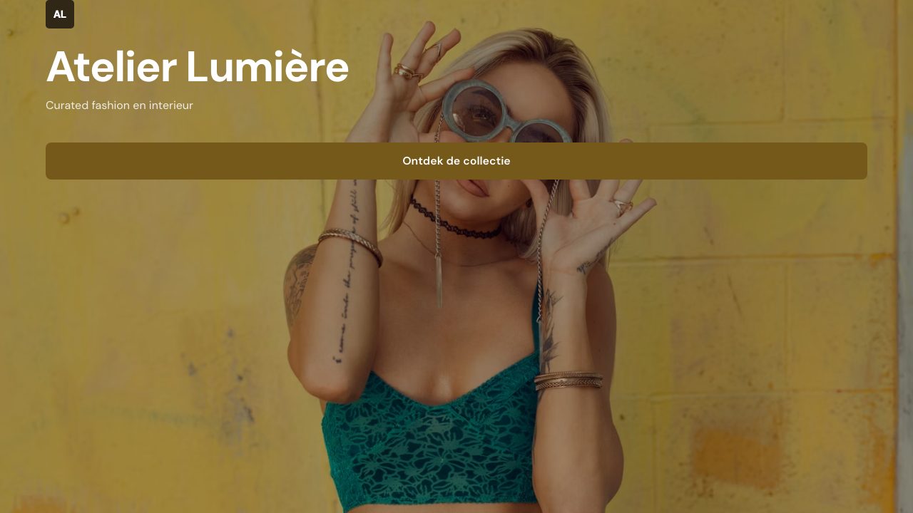 Homepage screenshot van Atelier Lumière